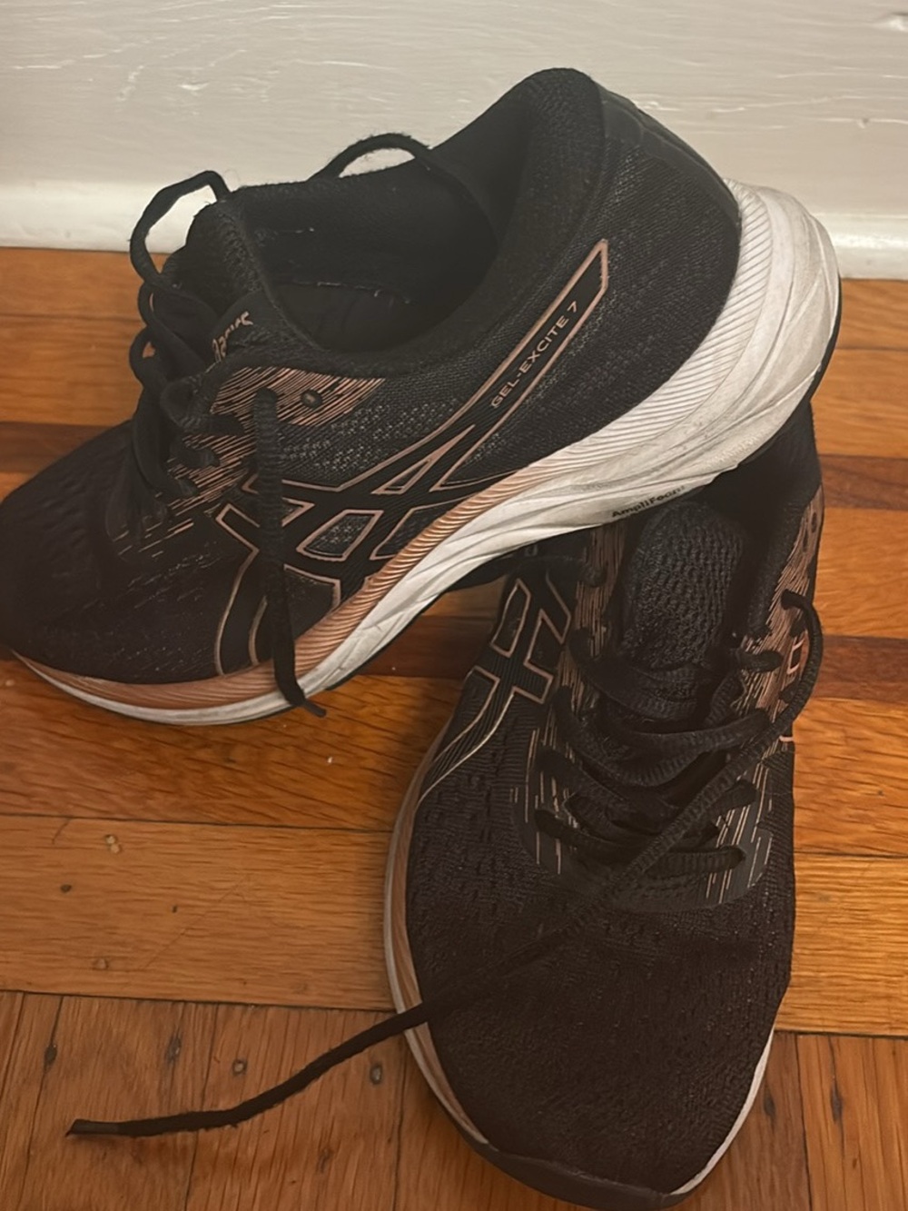 ASICS Black with Rose Gold Women's Athletic Running Shoes